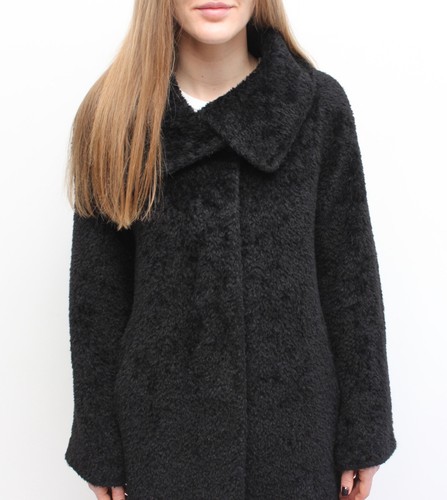 Women's MAX MARA Studio Teddy Alpaca Wool Black Coat Overcoat Size US10 fits S/M - Picture 3 of 11