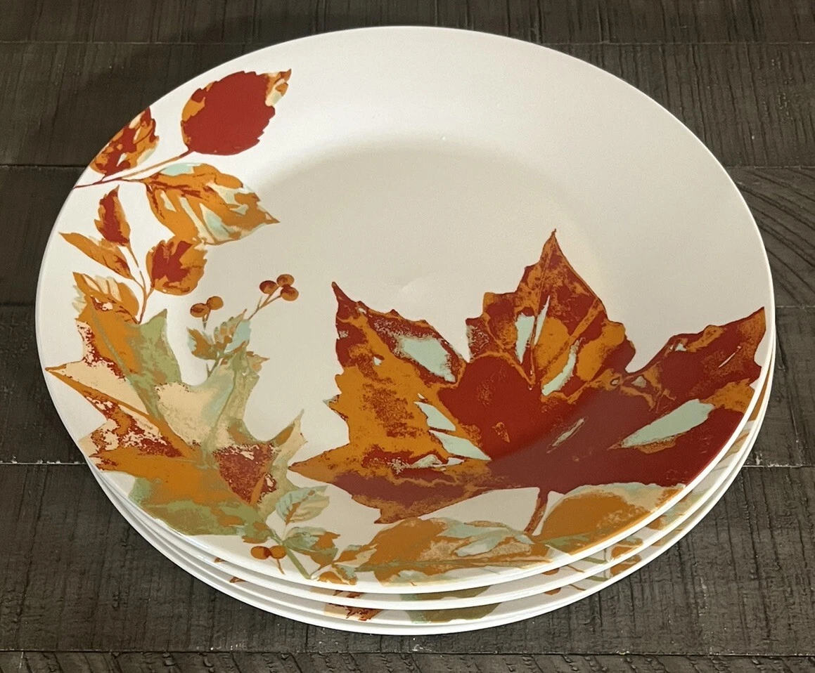 Set Of 4 Royal Norfolk Fall Leaves Thanksgiving Dinner Plates Ceramic 10.5”