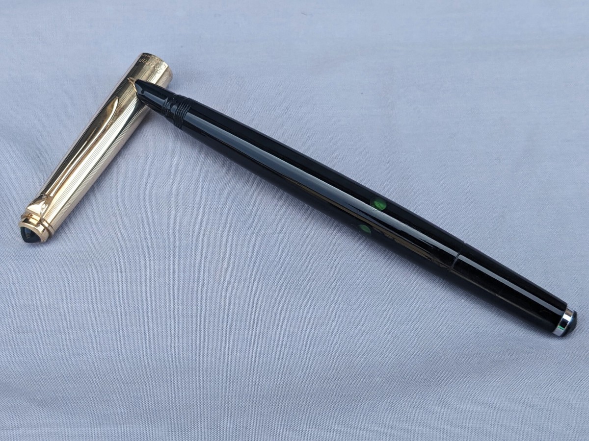 PELIKAN P1 Rolled Gold Diamond Black Double L 14C F Nib PELIKAN P1 Rolled Gold Diamond Black Double L 14C F Nib