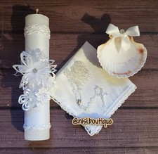 Beautiful 4 Pcs Baptism Candle Set White Baptism Set, Baptism Candle Set