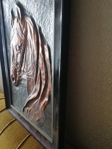 Picture of a horse on a copper sheet. Hand forged,handmade. With a wooden frame. - Bild 11 von 12