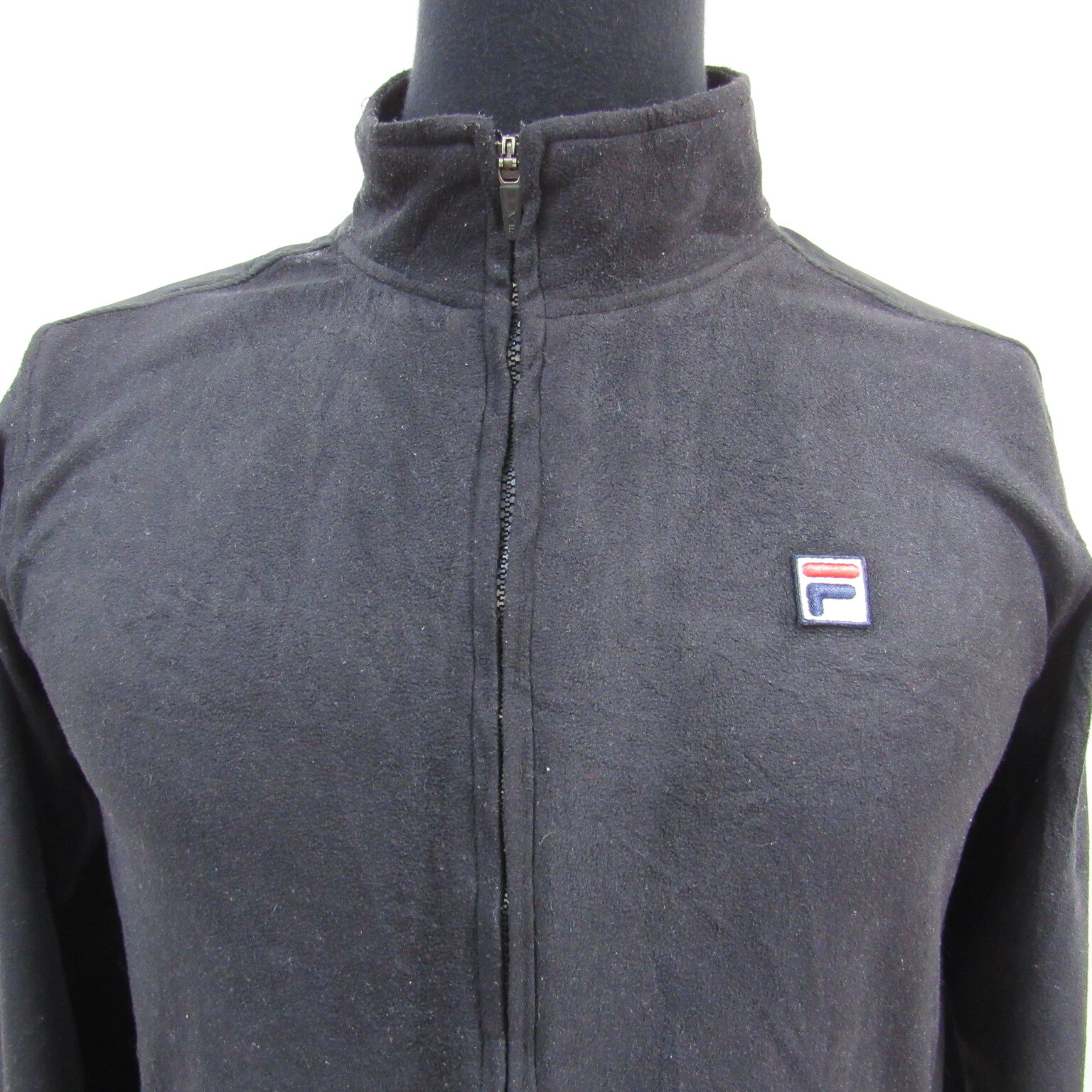 Fila giacca in pile da uomo nera circonferenza petto 40 42 UK M REF (Y02730)