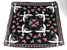 Bandana White Black & Red Skeleton Skulls Crossbones Swords 19" x 19.5" 