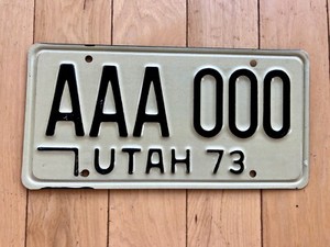 1973 Utah Sample License Plate
