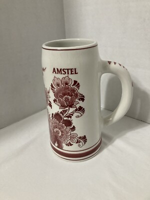Red Hand painted Designs Amstel Beer Stein No Lid