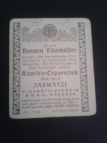 Willy Fritsch - Sammelbild Nr. 9 / Bunte Filmbilder Cigarettenfabrik Dresden - Bild 2 von 2
