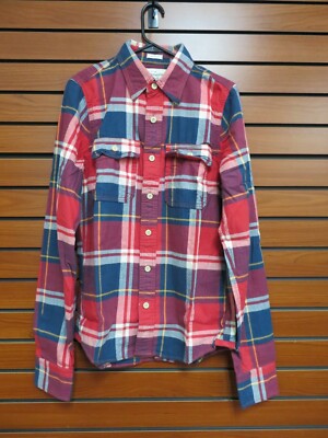 Abercrombie&Fitch Check long sleeve polo Shirts for Men size M Fast ship!