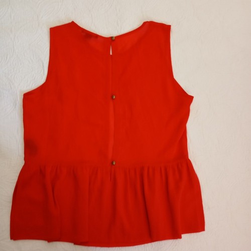 FOREVER 21 Lightweight Orange Sleeveless Blouse Size L With Buttons At The Back. - Picture 7 of 10
