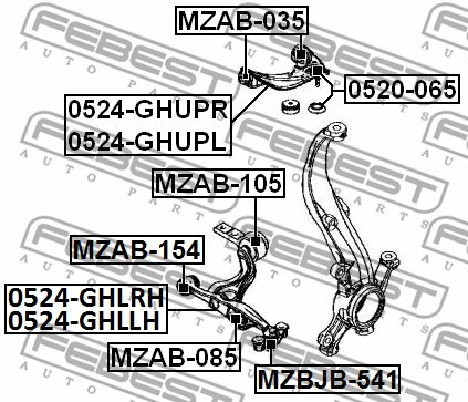 0524-GHLRH FEBEST Track Control Arm for MAZDA