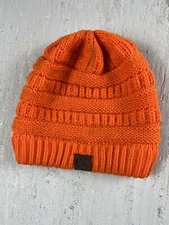 C.C Exclusives Women’s Beanie Hat Bright Orange Chunky Cable Knit Skiwear Ski