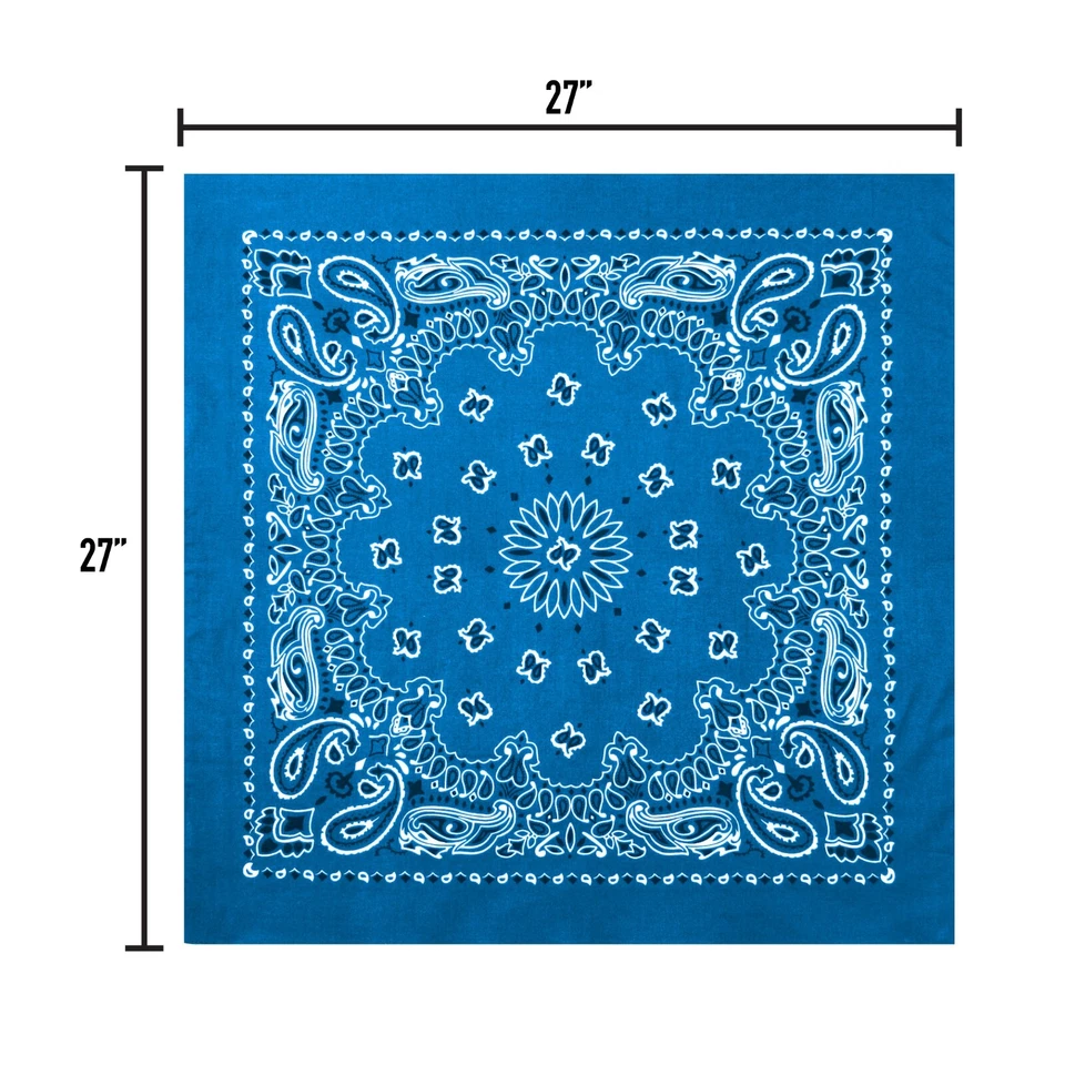 Rothco Jumbo Trainmen Paisley Bandana Algodón Azul Real Headwrap FaceCover 27X27 Foto 4 de 4