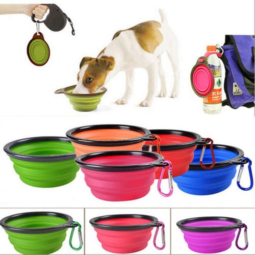 Reise Tragbar Zusammenklappbar Haustier Hund Näpfe Futter & Wasser Schale Fold > - Bild 2 von 21