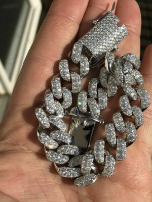 Bracciale Cubano Miami In Vero Argento Sterling 925 Massiccio Da Uomo - Foto 4