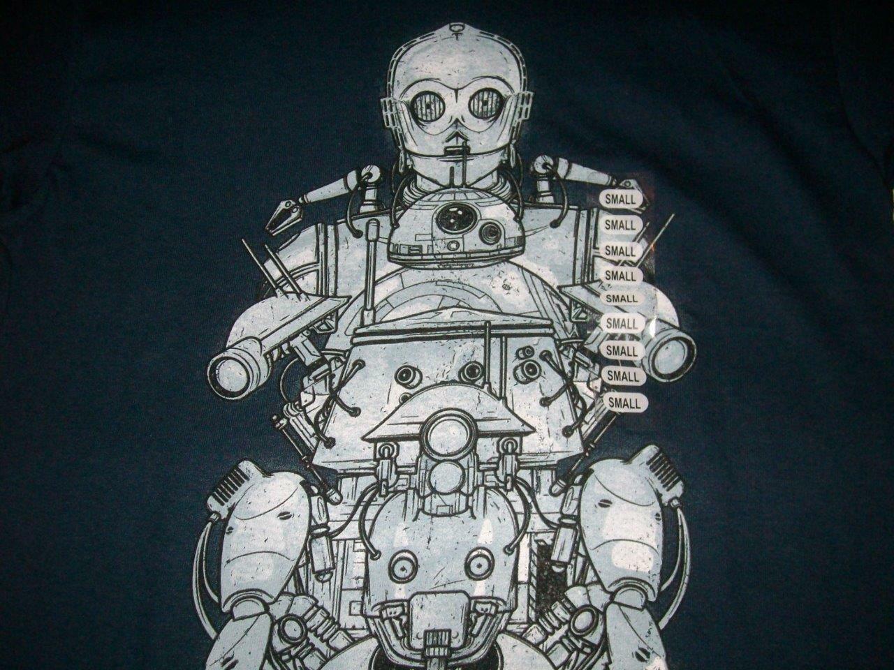 ALTRA T shirt All Droids R2 D2 C 3PO BB 8 Star Wars blu scuro uomo piccola nuova con etichetta