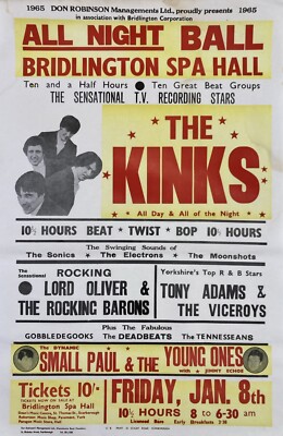 THE ELECTRONS Concert Poster - Spa Hall, Bridlington 1965 - 10''x6'' reprint