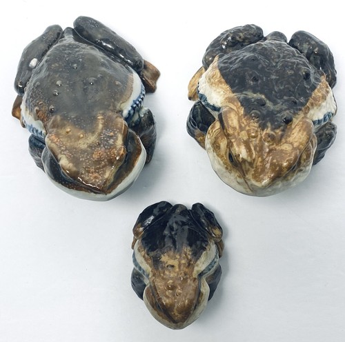 Vintage Otagiri Figurine Frog Toad Hirado Style Set 3 Ceramic Frogs Blue Japan - Picture 6 of 20