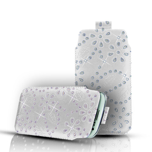 PREMIUM DIAMOND BLING LEATHER PULL TAB CASE COVER POUCH FOR VARIOUSE PHONES - Picture 3 of 14