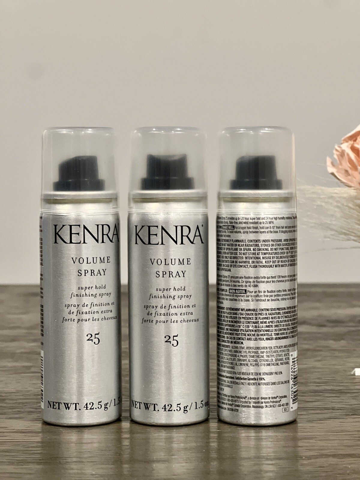 Lot of 3 Travel Size KENRA 1.5oz Volume Spray Super Hold 25 Finishing Hairspray