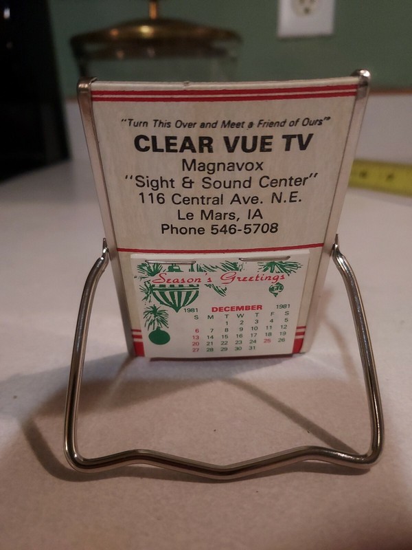 Vintage Pocket Advertising Mirror Clear Vue TV Magnavox Le Mars Iowa