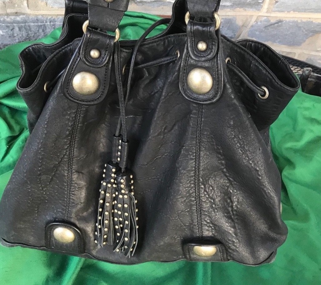 Cynthia Rowley Handbag Black Distressed Leather T… - image 4