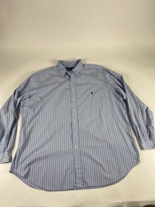 Polo-Ralph-Lauren-Sz-3XLT-Blue-White-L-S-100-Cotton-Button-Shirt