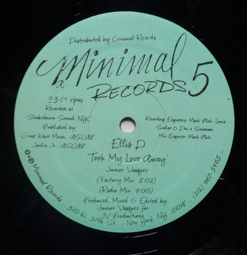 ELLIS D: TOOK MY LOVE AWAY 12" {4 MIXES} JUNIOR VASQUEZ - Picture 3 of 4