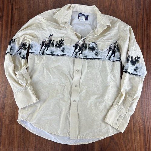 Vintage Wrangler Rodeo Cowboy Western Wrap Around Shirt Pearl Snap Large READ