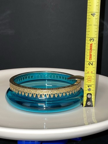 Turquoise Blue Neoclassic Ormolu & Blue Opaline Diminutive Ashtrays Portacenere - Picture 7 of 8