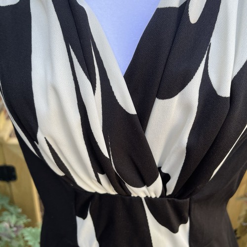 Maxi abito vintage anni 60 mod plissettato ondulato vortice dea spazzata larga bianco e nero L 16 - Foto 5 di 14