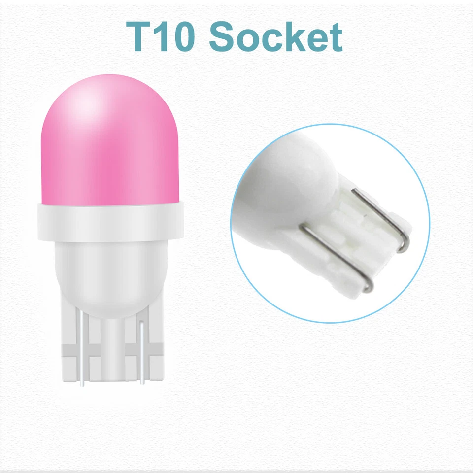 2 Pcs Ceramic T10 W5W 194 168 Car Backup Lamp Bulb Wedge Light Pink Interior - Image 4 of 4