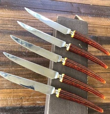Vintage Amy Jean Faux Antler 5 Pc. Knife Set.