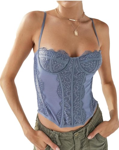 Women Fashion Sexy Lace Corset Vintage Bustier Spaghetti Strap Backless Boned - Picture 6 of 11