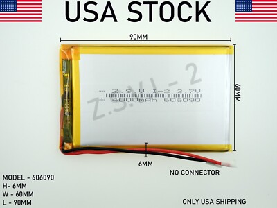 3.7V 4000mAh 606090 Lithium Polymer LiPo Rechargeable Battery (USA STOCK)