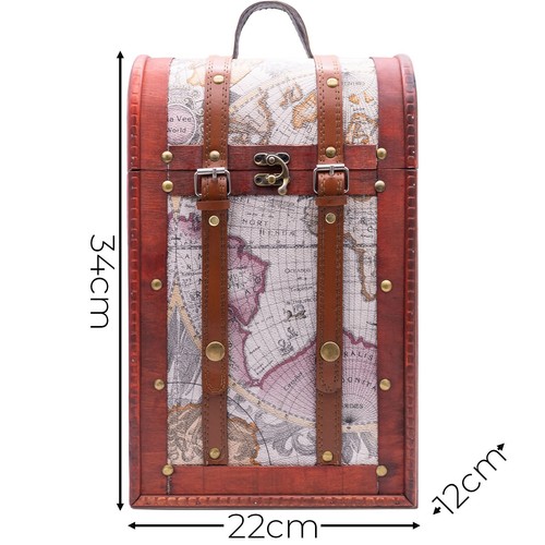 Wine Carrier 2 Bottle Case Vintage  Old World Map Travel Bar for Him - Picture 7 of 7