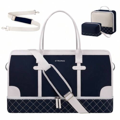 Weekender Overnight Bag For Women, Large Travel Duffle Bag With Shoe Compartment - Picture 8 of 28