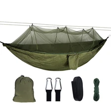 2 Person Double Camping Hammock Chair Bed w/ Mosquito Net Outdoor Swing Sleeping
