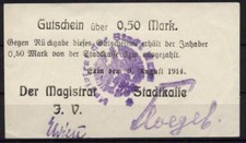 [13605] - NOTGELD EXIN (dziś: Kcynia), miasto, 0,50 Mk, 09.08.1914. Dießner 96,5