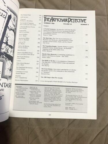 ๐The Armchair Detective-Summer 1989 Ruth Rendell Interview-Woolrich & Hitchcock - Picture 2 of 12