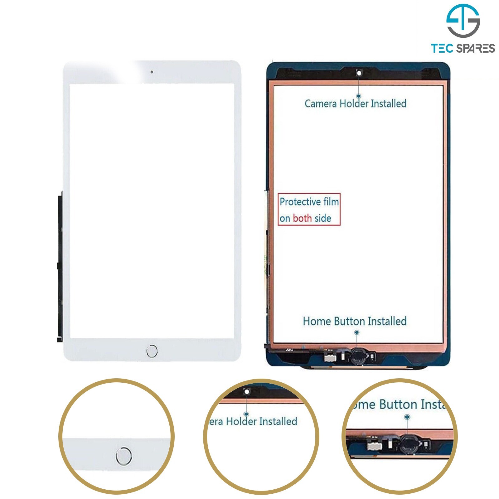 Replacement Touch Screen Digitizer With Home Button For IPad 7th Gen (2019, 10.2 Inch) – Glossy Glass Panel