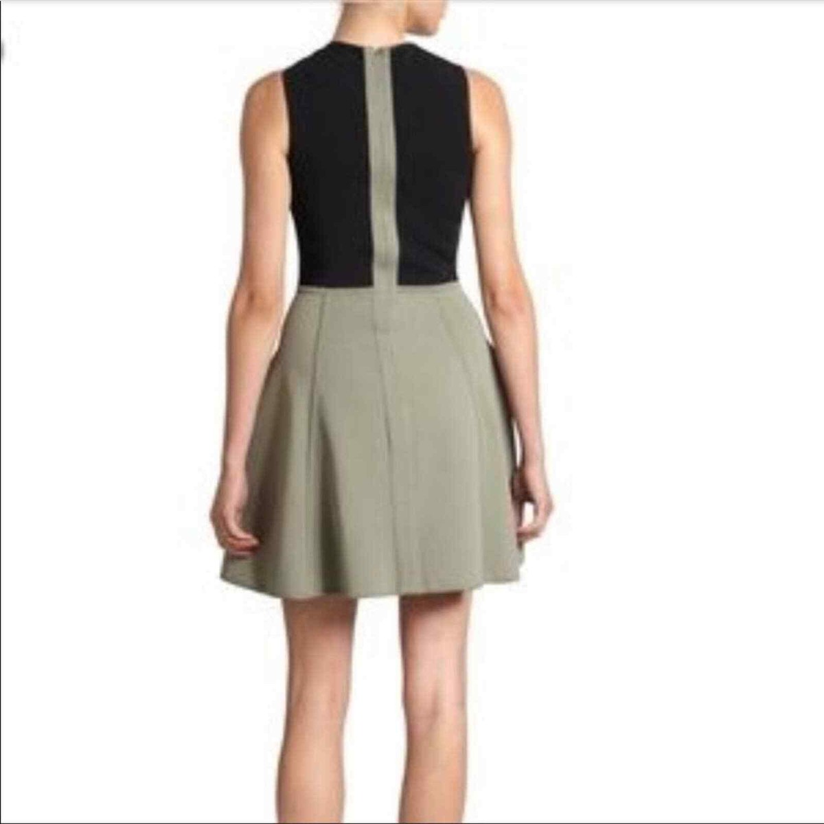 Cut25 by Yigal Azrouel Lamb Leather Trimmed Dress Womens S Fit & Flare Edgy Cut25 by Yigal Azrouel Lamb Leather Trimmed Dress Womens S Fit & Flare Edgy