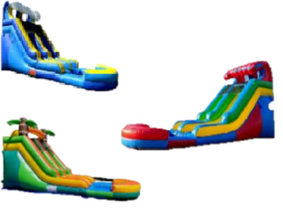 3 x Inflatable Water Slide 15 Ft Party Bundle Bulk WITH Blowers Bounce House
