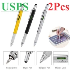 2pc 6 in1 Touch Screen Stylus Ballpoint sprint Pen tool Level Ruler Screwdriver