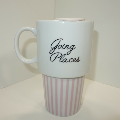 Fringe Studio Going Places Pink White Ceramic Coffee Tea Mug Tumbler Graduate - Picture 3 of 10