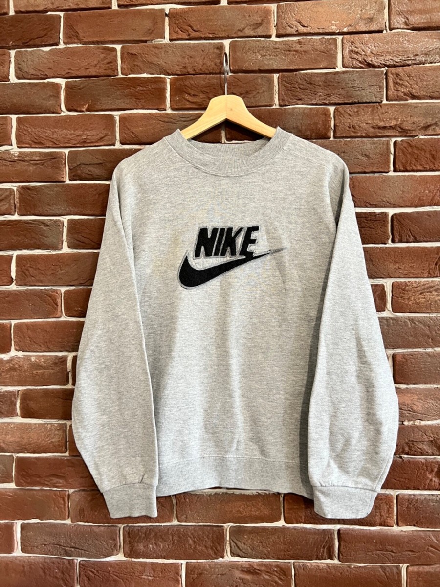 Vintage 90s Nike Big Swoosh Logo Black Tag Sweatshirt S Grey | eBay