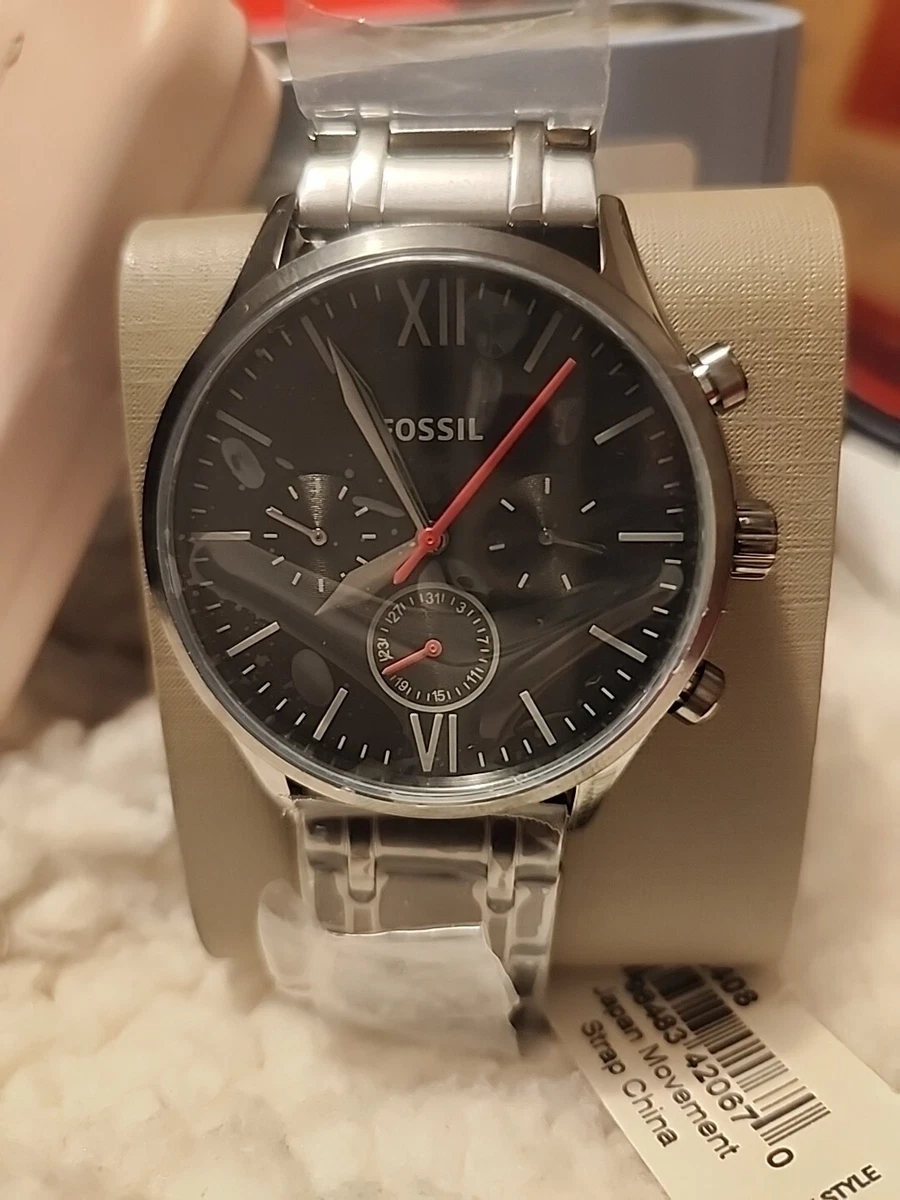 Fossil Men s Watch Fenmore Smoke Stainless Steel Watch BQ2408 New In Tin Box
