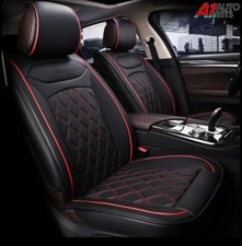 Schwarz Gesteppt Diamant PU Leder Vorne Sitzbezüge 1+1 Für Renault Clio Megane