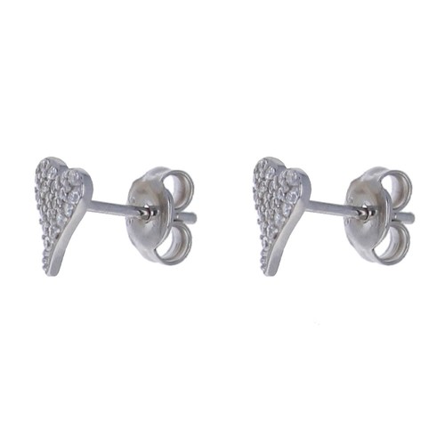 Pendientes de plata de ley, corazón en punta circonita cúbica, pequeños de corazón de circonita cúbica de 6 mm, E033695 - Imagen 3 de 6