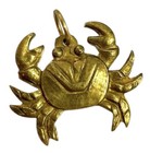 Vintage Crab Charm Pendant Etched Brass Vintage Jewelry Nautical Charm Gift