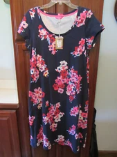 JOULES Ladies Dress SIZE US10 Blue Floral Pockets 100% Cotton NEW WITH TAGS