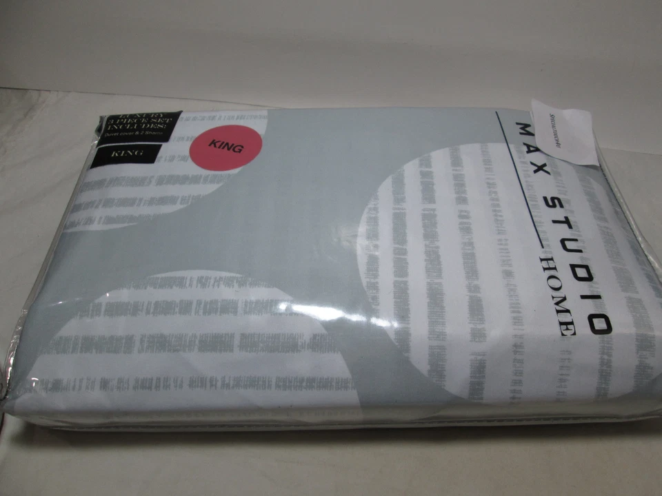 Nuevo juego de funda nórdica y fundas Max Studio Home King ~ círculos grises y blancos Foto 2 de 4